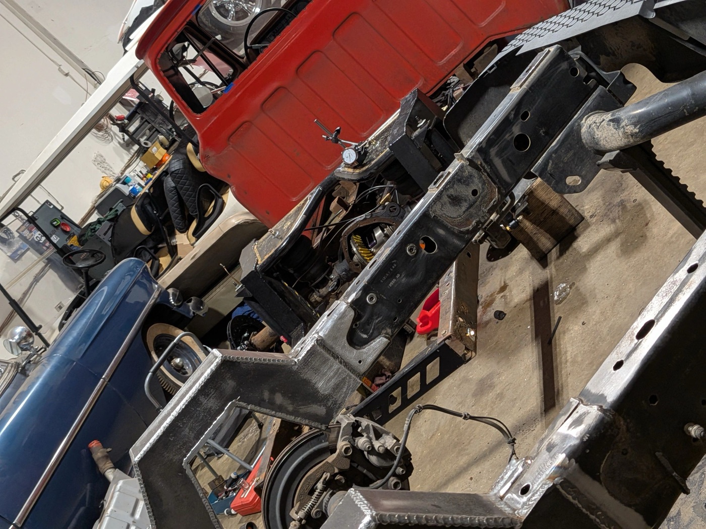 Custom chassis fabrication in progress at BuiltWright
